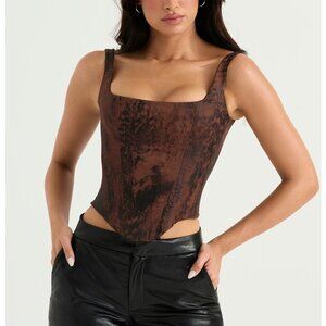 House of CB Rafa Antique Copper Satin longline corset Size Small